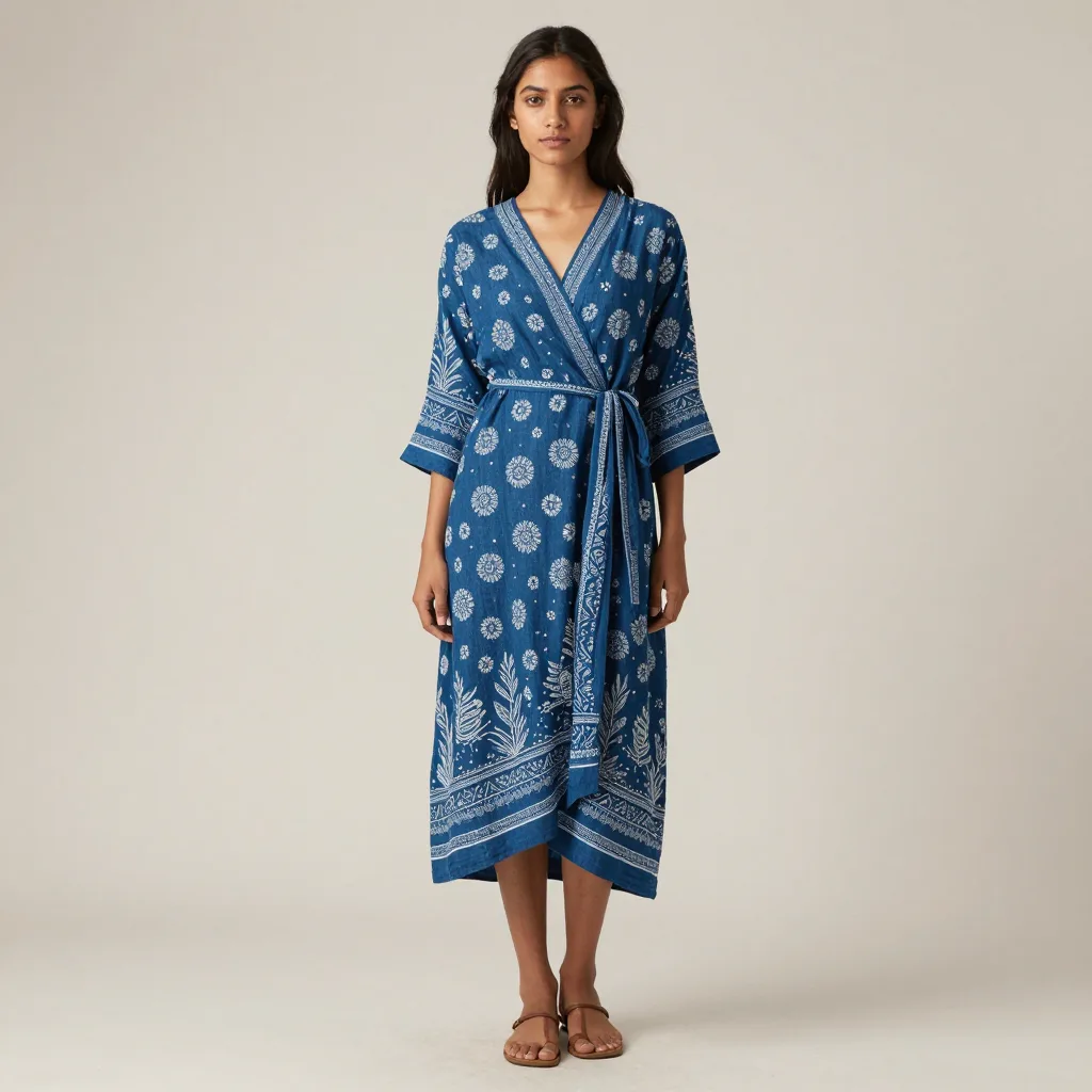 A block-printed cotton midi wrap