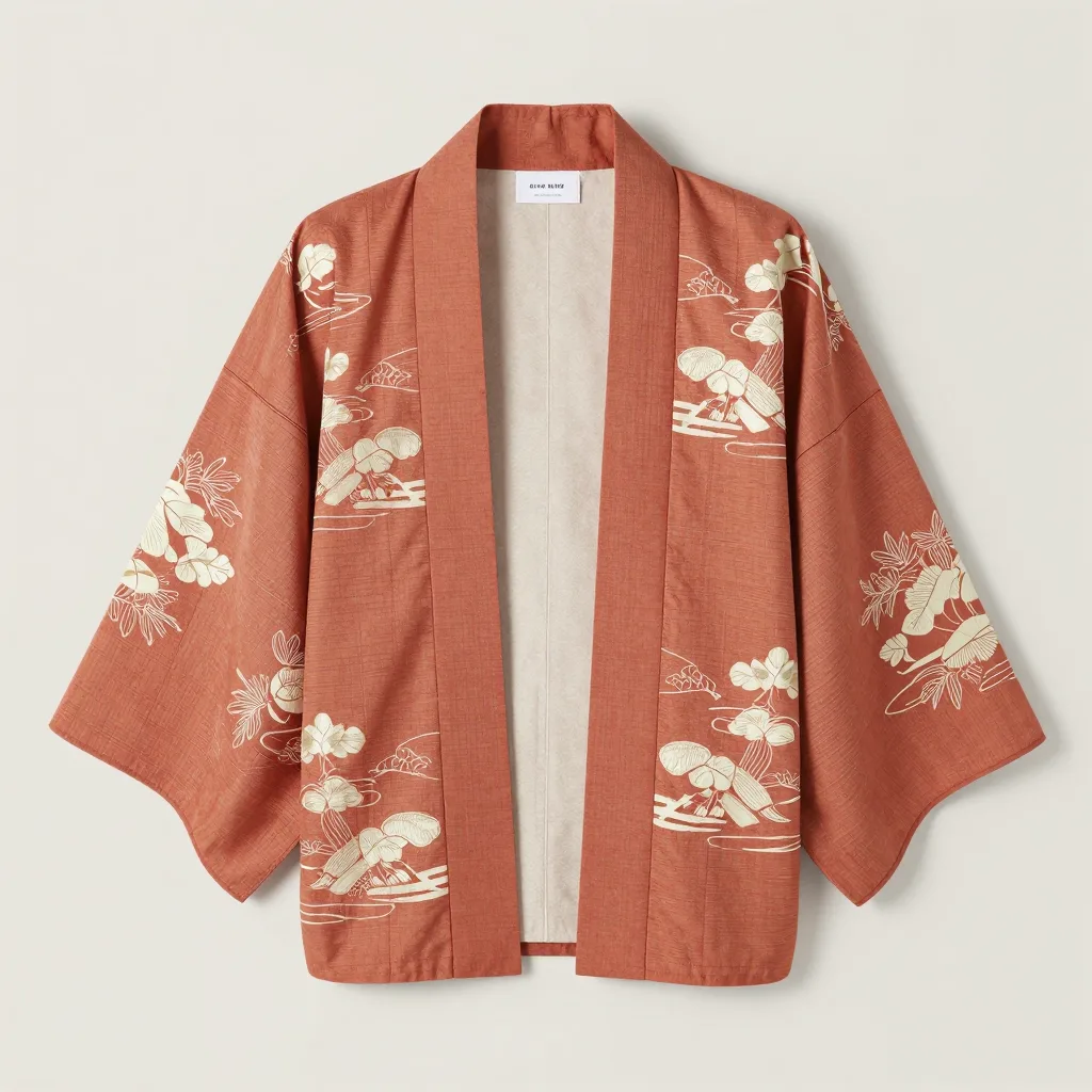 A short block-printed kimono jacket