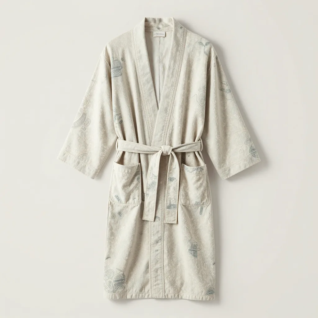 A light block-printed travel robe
